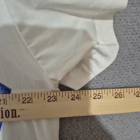 NWT Queen of Sparkles Women's White Short Sleeve Multi Wine Glass Tee Sequins L - Picture 7 of 8